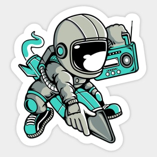 Astronaut Rocket Sticker